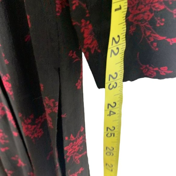 Vintage 90s Black Red Long Sleeve Button Up High Slit Long Top Large - Picture 7 of 10